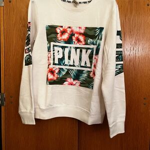 PINK Victoria's Secret Women's White Floral Sweater